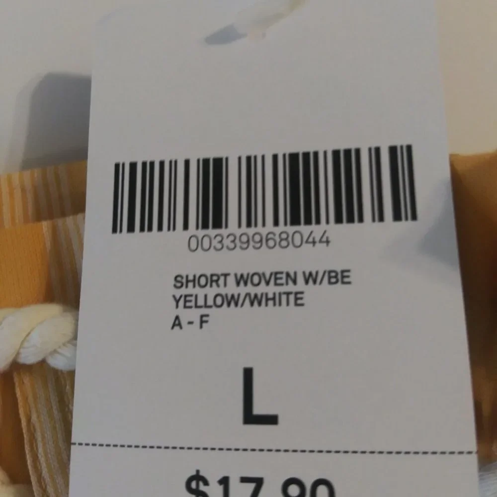Forever 21 Yellow Striped Shorts Paper Bag Style Large NWT - Picture 2 of 7